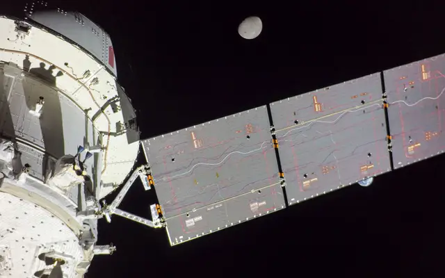 Orion's Solar Array, Earth and Moon