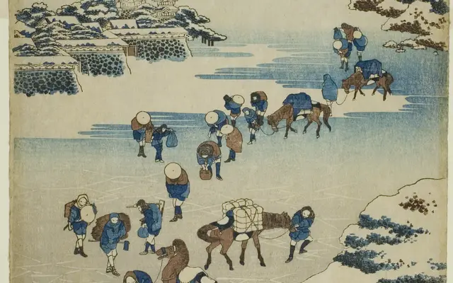 Crossing the Frozen Suwa Lake in Shinano Province