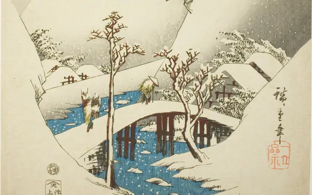 A Bridge in a Snowy Landscape