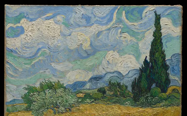 Wheat Field with Cypresses