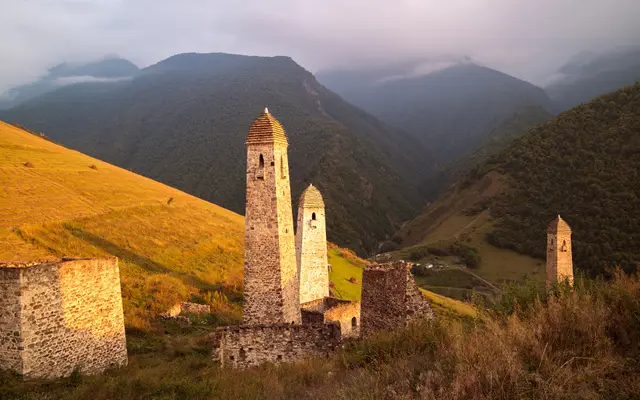Towers of Ingushetia at Sunset