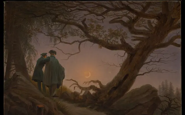 Two Men Contemplating the Moon